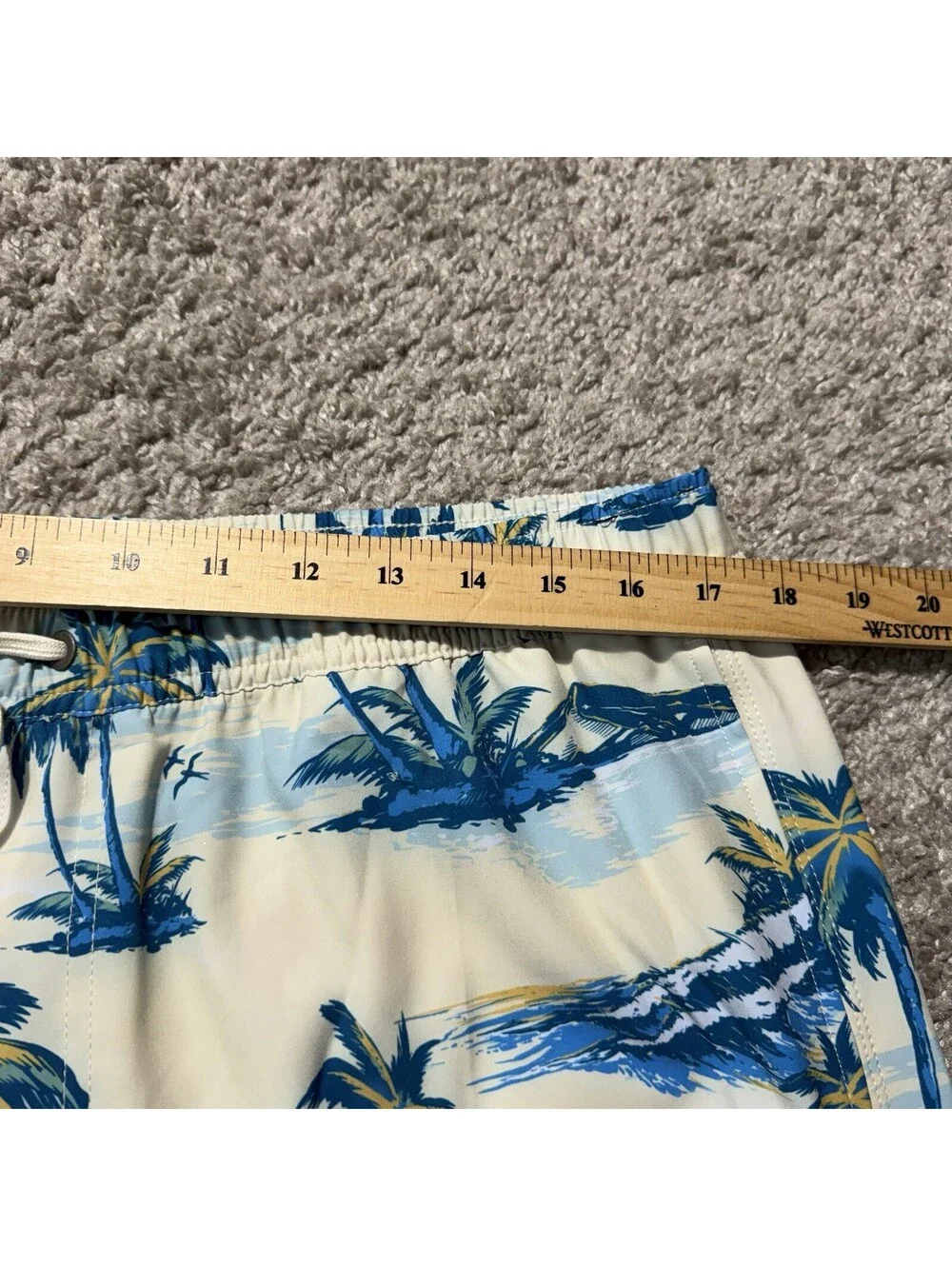 O’Neill Hyperfreak Boardshorts Blue & White Tropical Palm Swim Trunks Mens XL